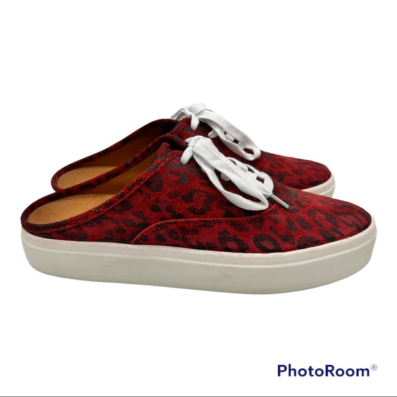 New LUCKY BRAND Talani Mules Sneakers Clogs 10 42 Red Leopard - Picture 4 of 10